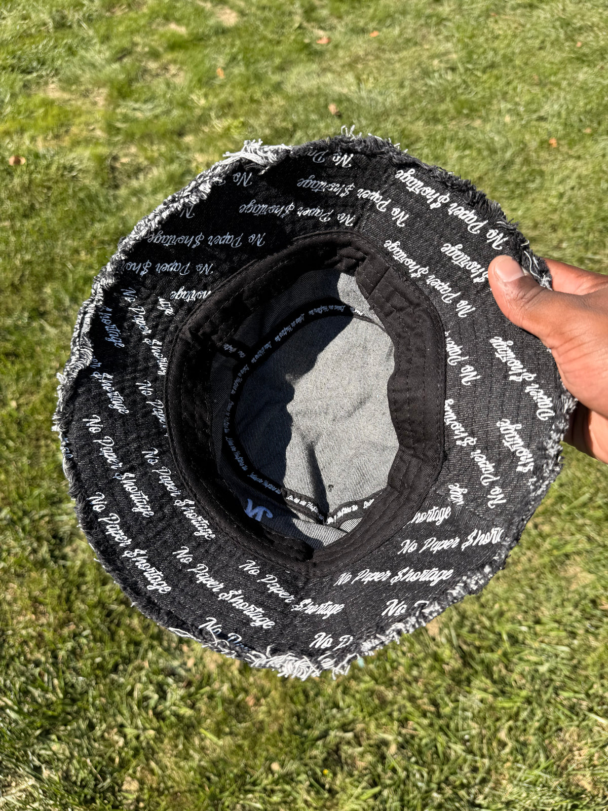Signature Denim Distressed Bucket Hat